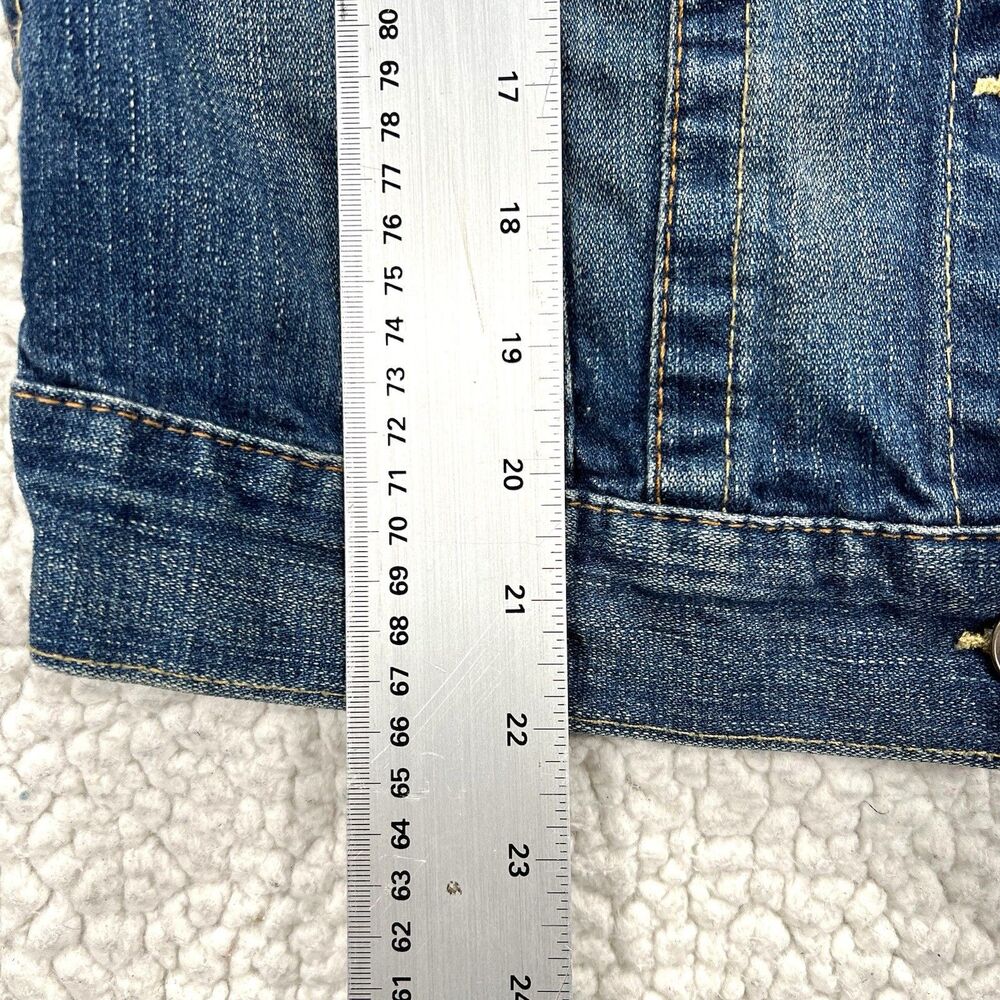 True Religion Denim Trucker Jacket Jimmy Women's Medium Distressed Y2K - Picture 14 of 14